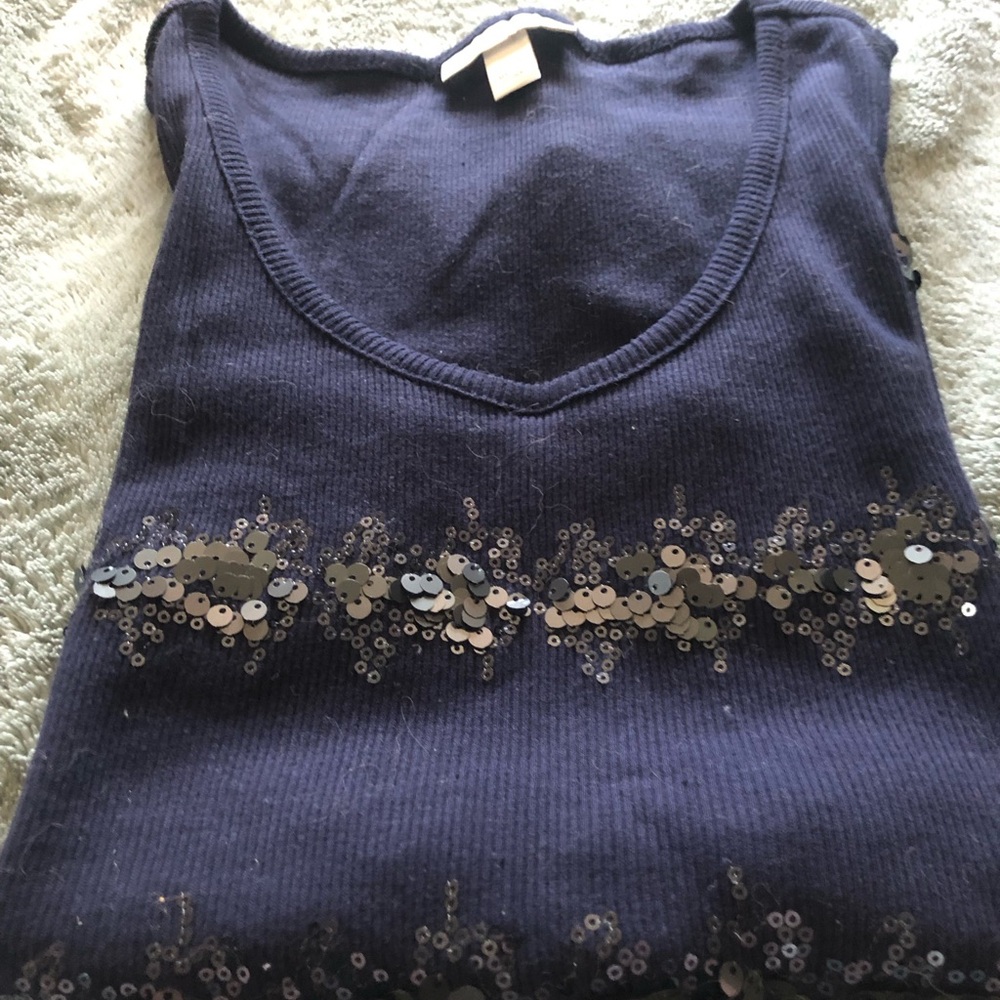 Vintage sequin navy tank top